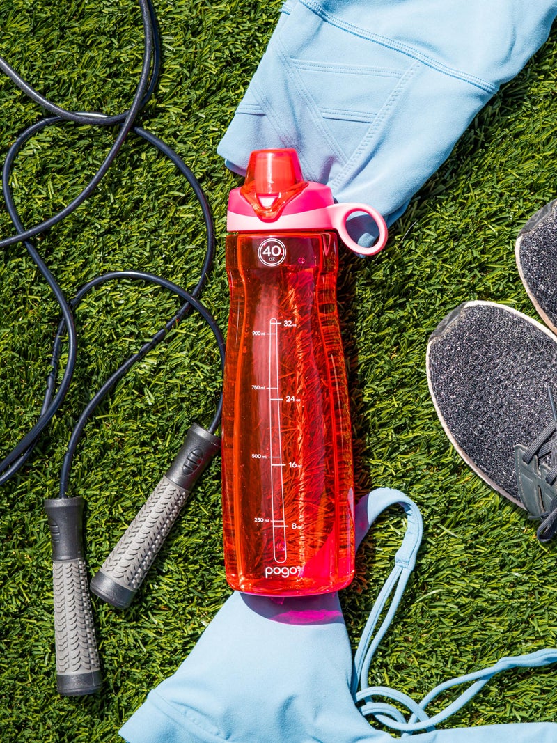 Pogo BPA-Free Plastic Water Bottle with Chug Lid, Pink, 40 oz. - Image 2